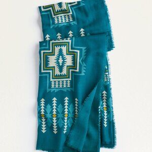 Pendleton HARDING featherweight wool scarf, turquoise, NWT